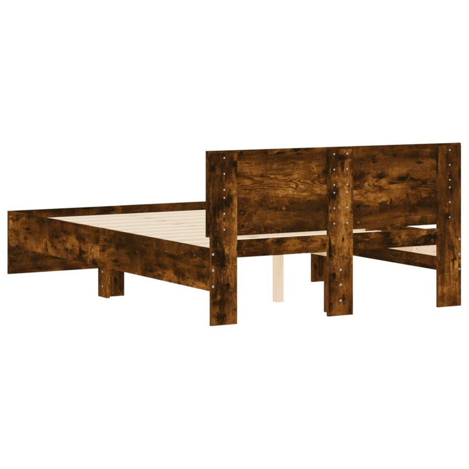 Bed Frame with Headboard Smoked Oak 135x190 cm Double