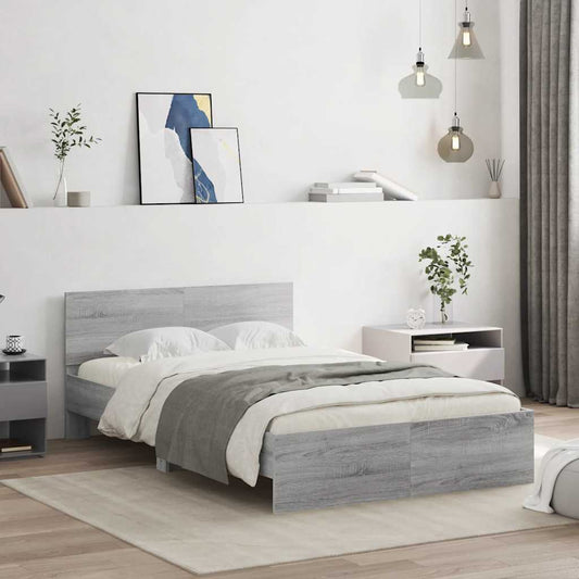 Bed Frame without Mattress Grey Sonoma 135x190 cm Double