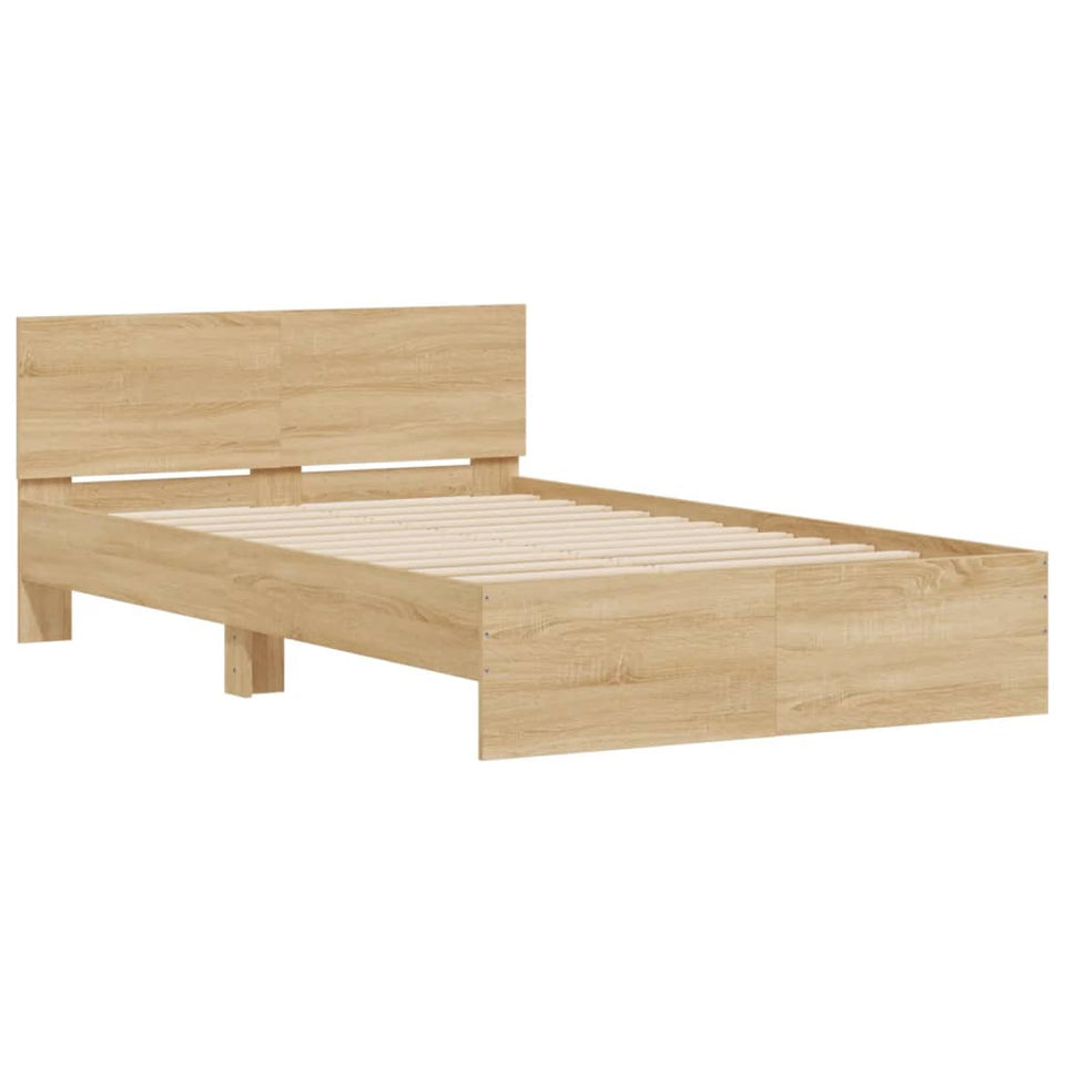 Bed Frame with Headboard Sonoma Oak 120x190 cm Small Double