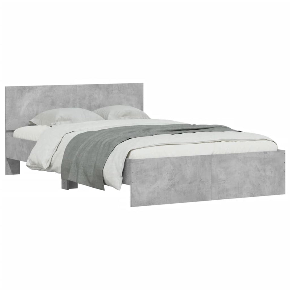 Bed Frame with Headboard Concrete Grey 120x190 cm Small Double