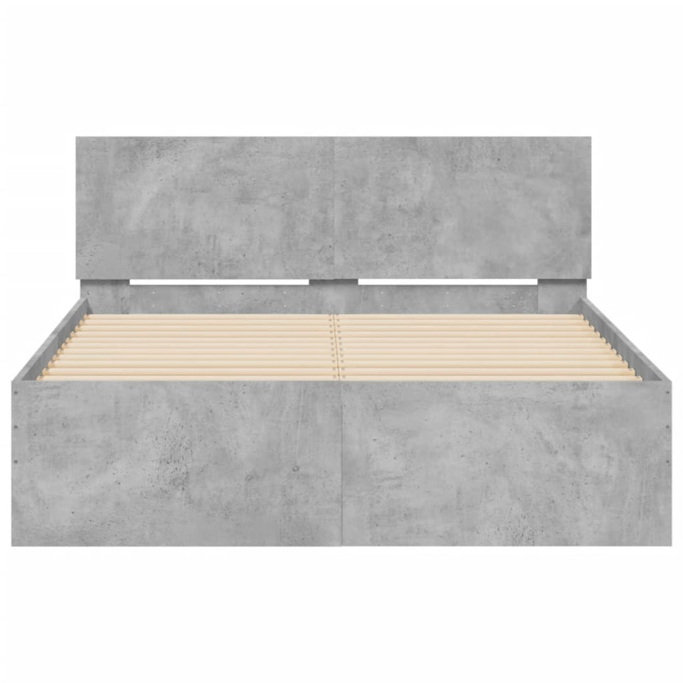 Bed Frame with Headboard Concrete Grey 120x190 cm Small Double