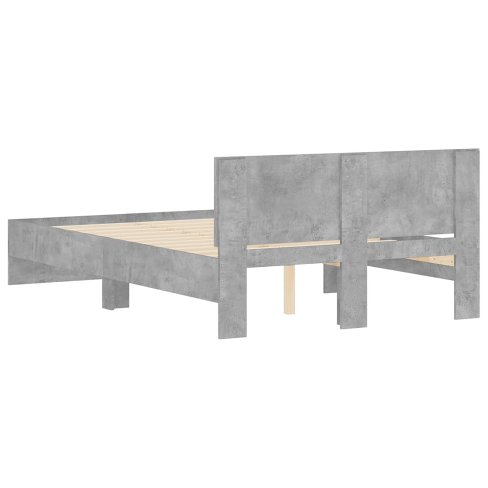 Bed Frame with Headboard Concrete Grey 120x190 cm Small Double