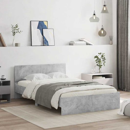 Bed Frame without Mattress Concrete Grey 120x190 cm Small Double