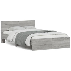 Bed Frame with Headboard Grey Sonoma 120x190 cm Small Double