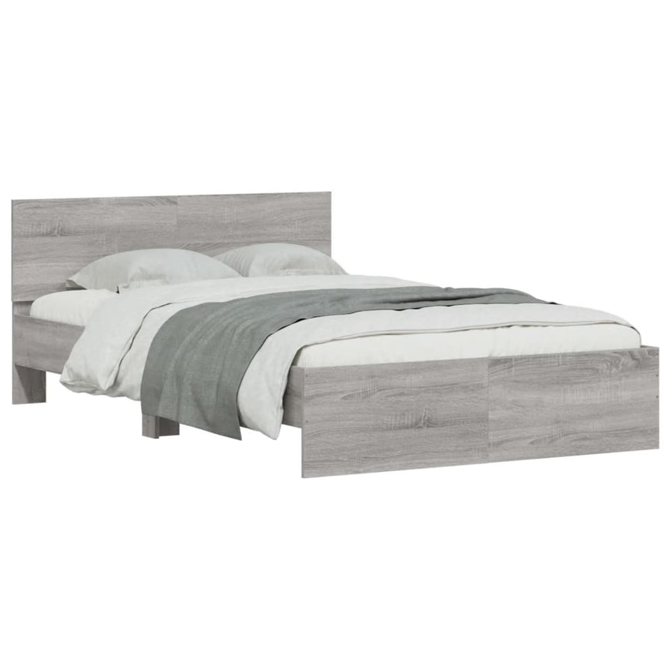 Bed Frame with Headboard Grey Sonoma 120x190 cm Small Double