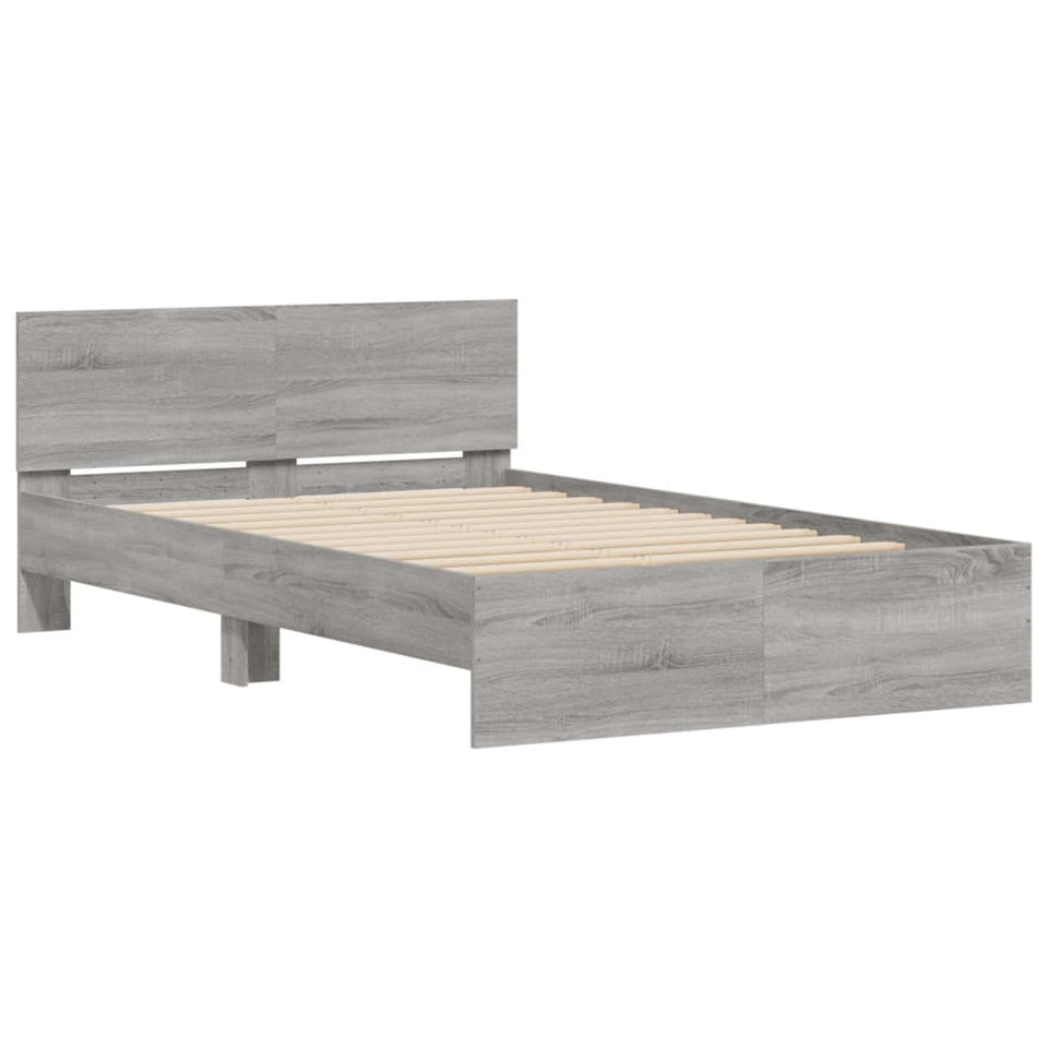 Bed Frame with Headboard Grey Sonoma 120x190 cm Small Double