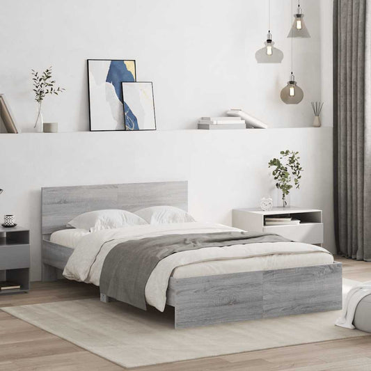 Bed Frame without Mattress Grey Sonoma 120x190 cm Small Double