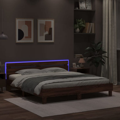 Bed Frame | Brown Oak | Engineered wood | Double | Bed Frame