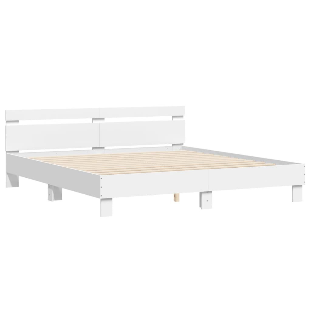 Bed Frame | White | Engineered wood | King | Bed Frame | Rectangular