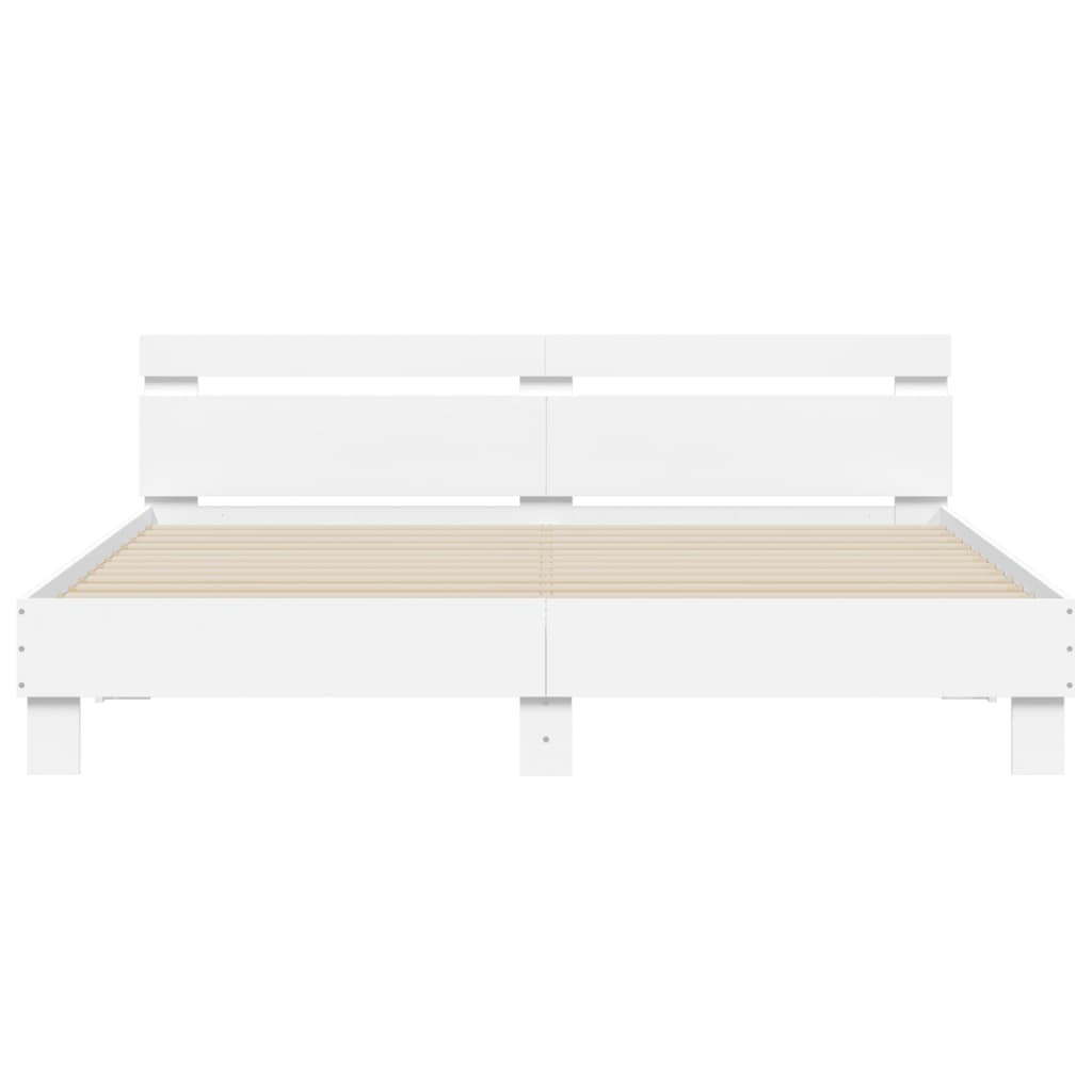 Bed Frame with LED without Mattress White 160x200 cm