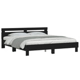 Bed Frame with Headboard and LED Black 160x200 cm