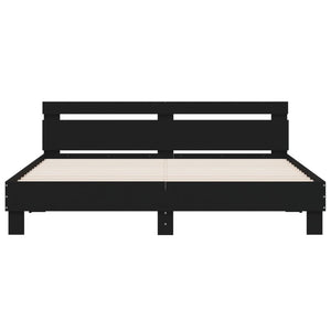 Bed Frame with Headboard and LED Black 160x200 cm