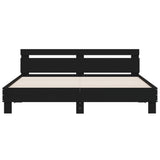 Bed Frame with Headboard and LED Black 160x200 cm