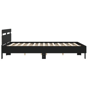 Bed Frame with Headboard and LED Black 160x200 cm