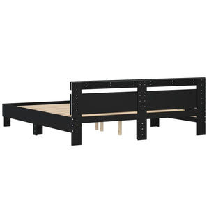 Bed Frame with Headboard and LED Black 160x200 cm