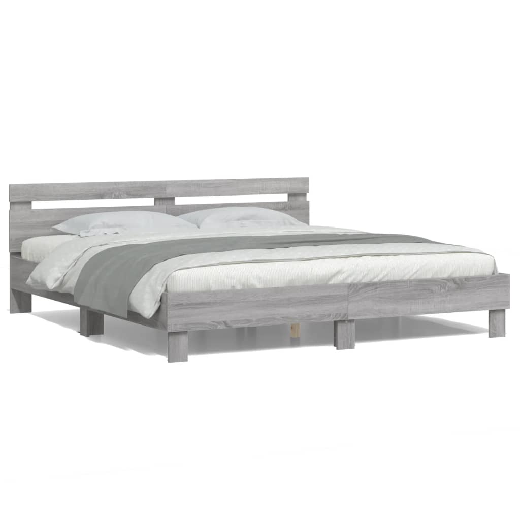 Bed Frame | Grey Sonoma | Engineered wood, Plywood | 160x200 cm