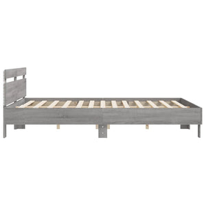 Bed Frame with Headboard and LED Grey Sonoma 160x200 cm