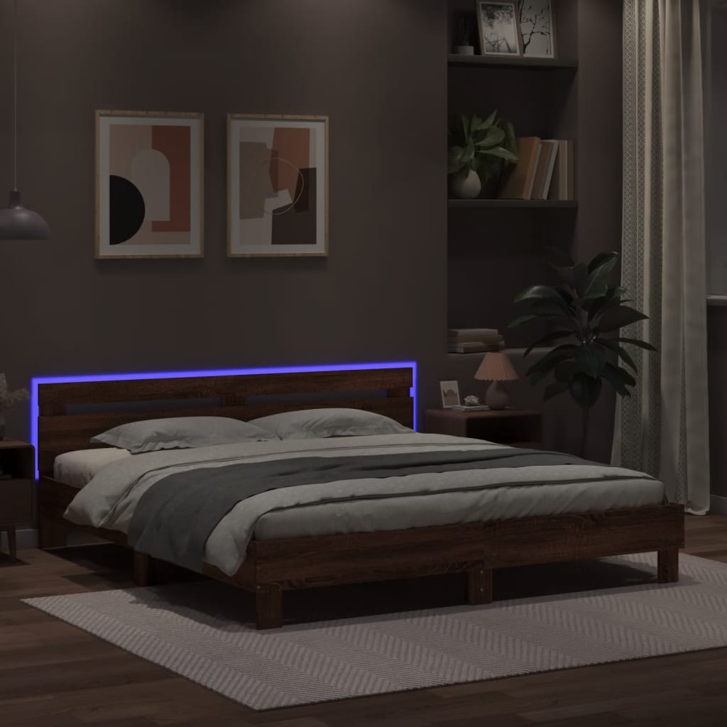 Bed Frame | Brown Oak | Engineered wood | Double | Bed Frame