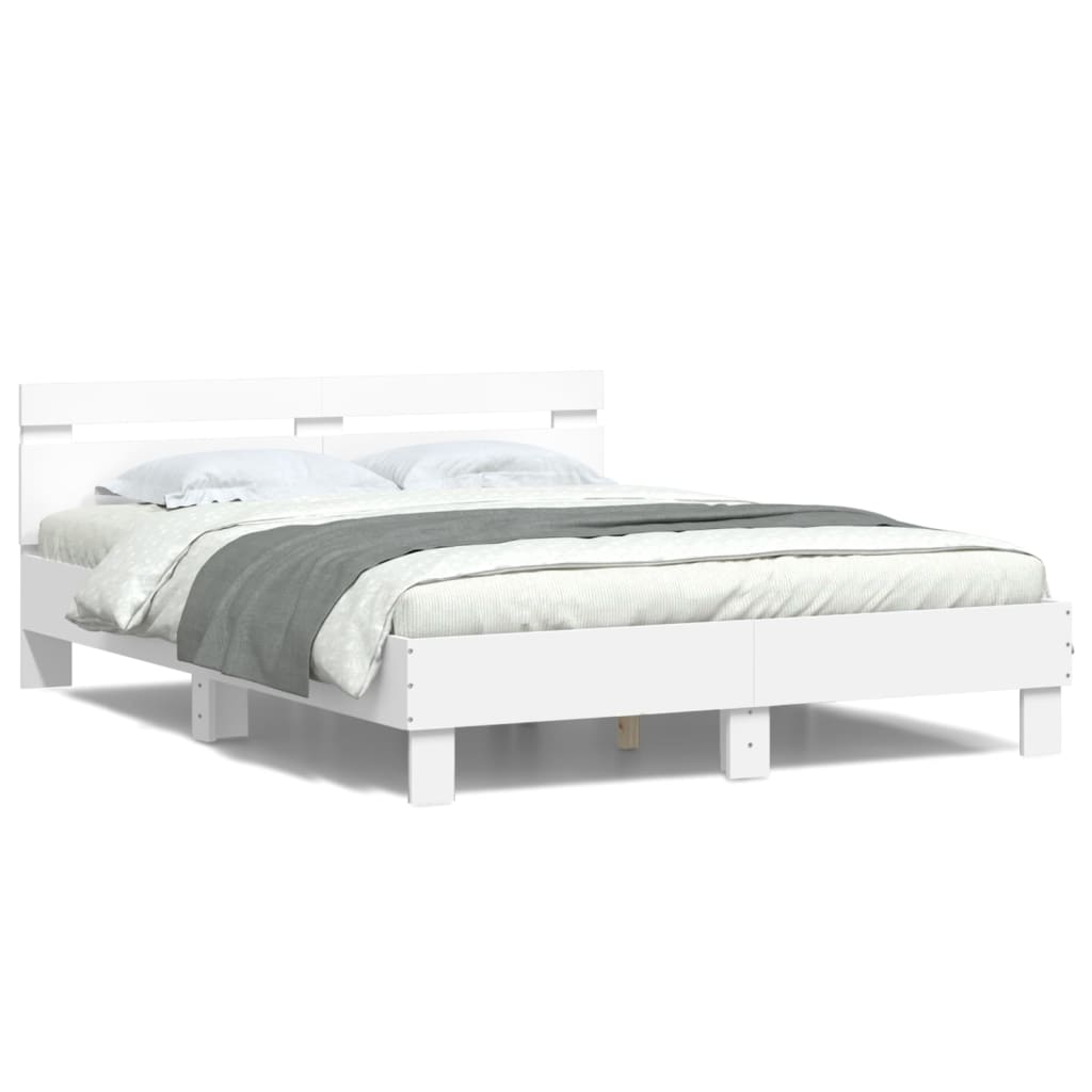Bed Frame | White | Engineered wood | Double 150x200 cm | Bed Frame