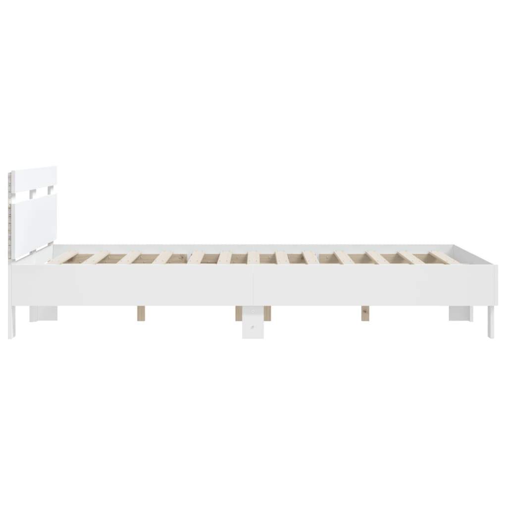 Bed Frame | White | Engineered wood | Double 150x200 cm | Bed Frame