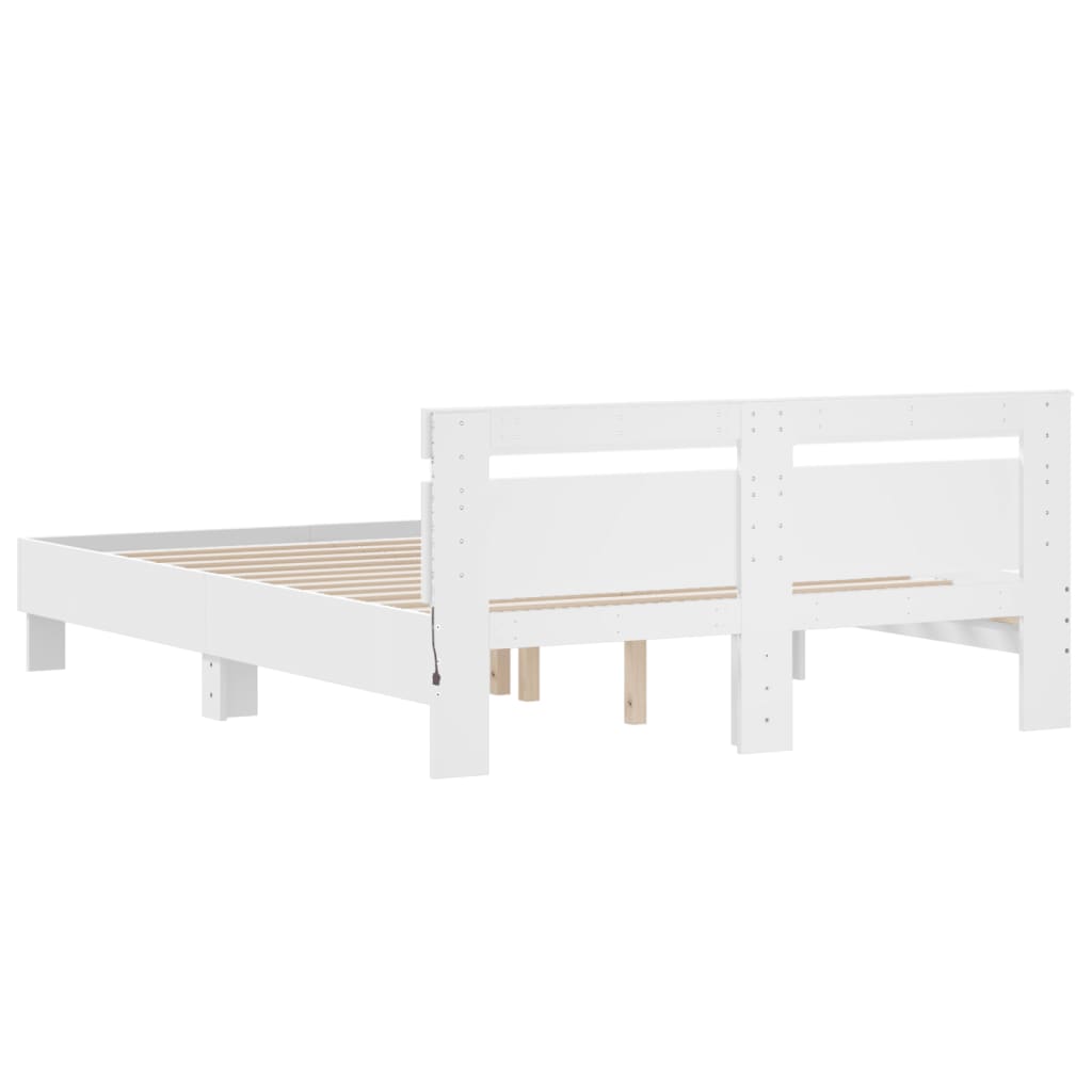 Bed Frame | White | Engineered wood | Double 150x200 cm | Bed Frame