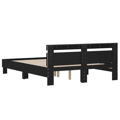 Bed Frame with LED without Mattress Black 150x200 cm King Size