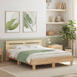 Bed Frame with Headboard and LED Sonoma Oak 150x200 cm King Size