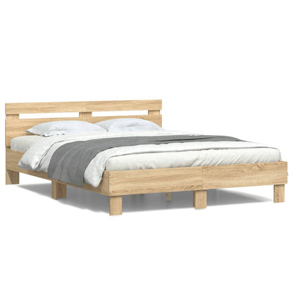 Bed Frame with LED without Mattress Sonoma Oak 150x200 cm King Size