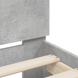 Bed Frame with Headboard and LED Concrete Grey 150x200 cm King Size