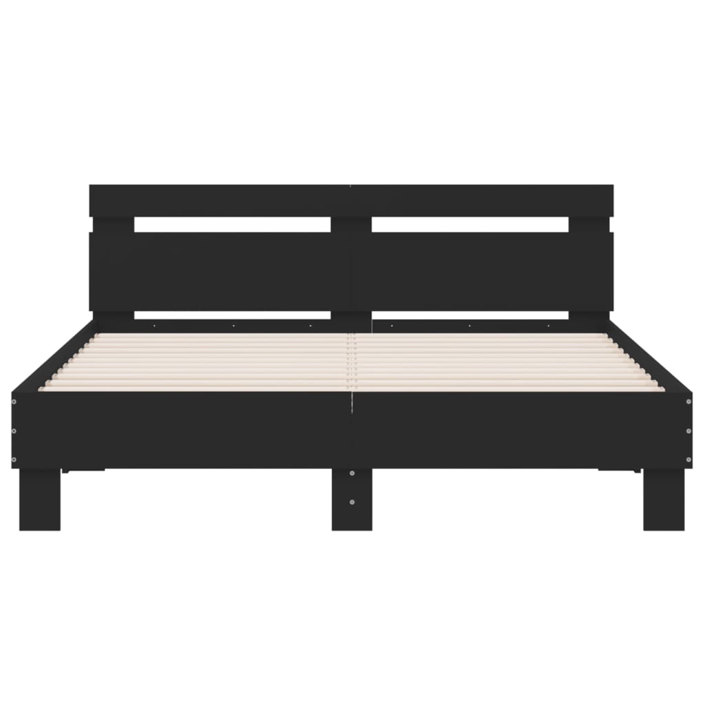 Bed Frame | Black | Engineered wood and Plywood | Double | Bed Frame
