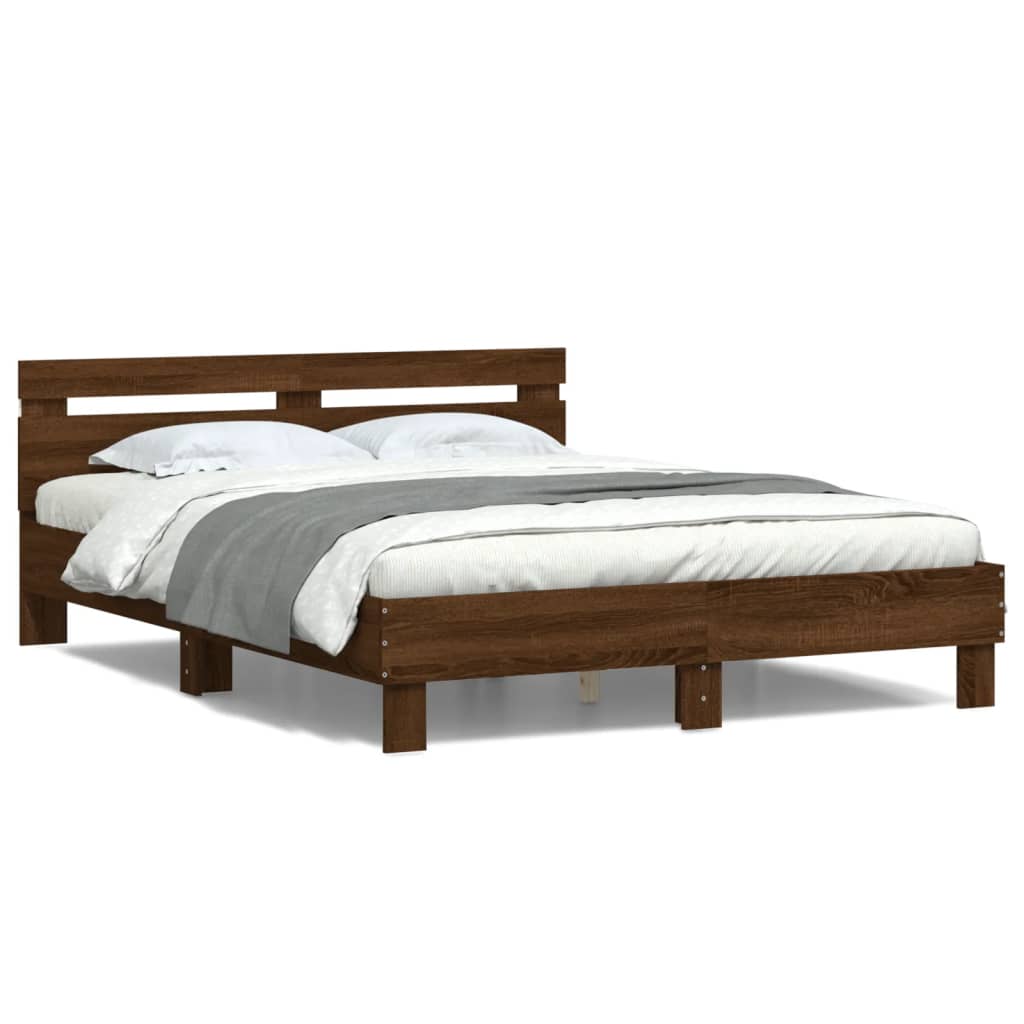Bed Frame | Brown Oak | Engineered Wood | Double | Bed Frame