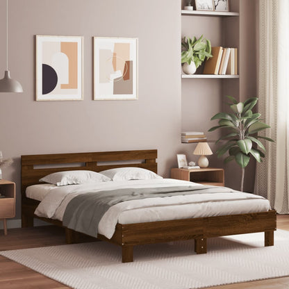 Bed Frame | Brown Oak | Engineered Wood | Double | Bed Frame