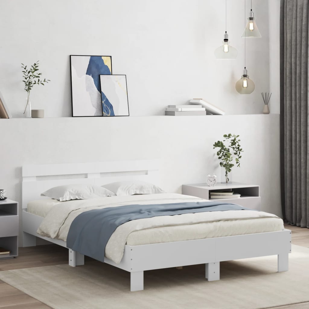 Bed Frame | White | Engineered wood | Double | Bed Frame | Rectangular