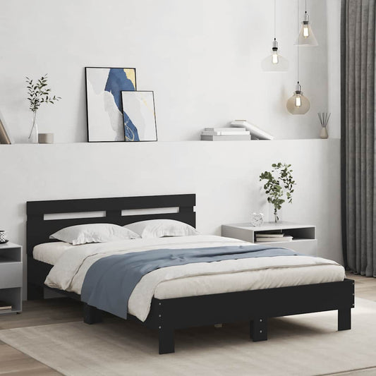 Bed Frame with LED without Mattress Black 120x200 cm