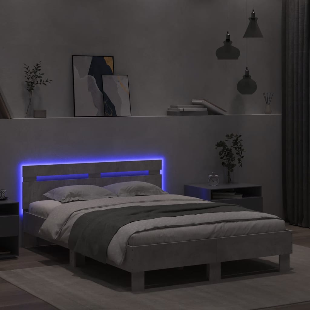 Bed Frame | Concrete Grey | Engineered Wood | Double | Bed Frame