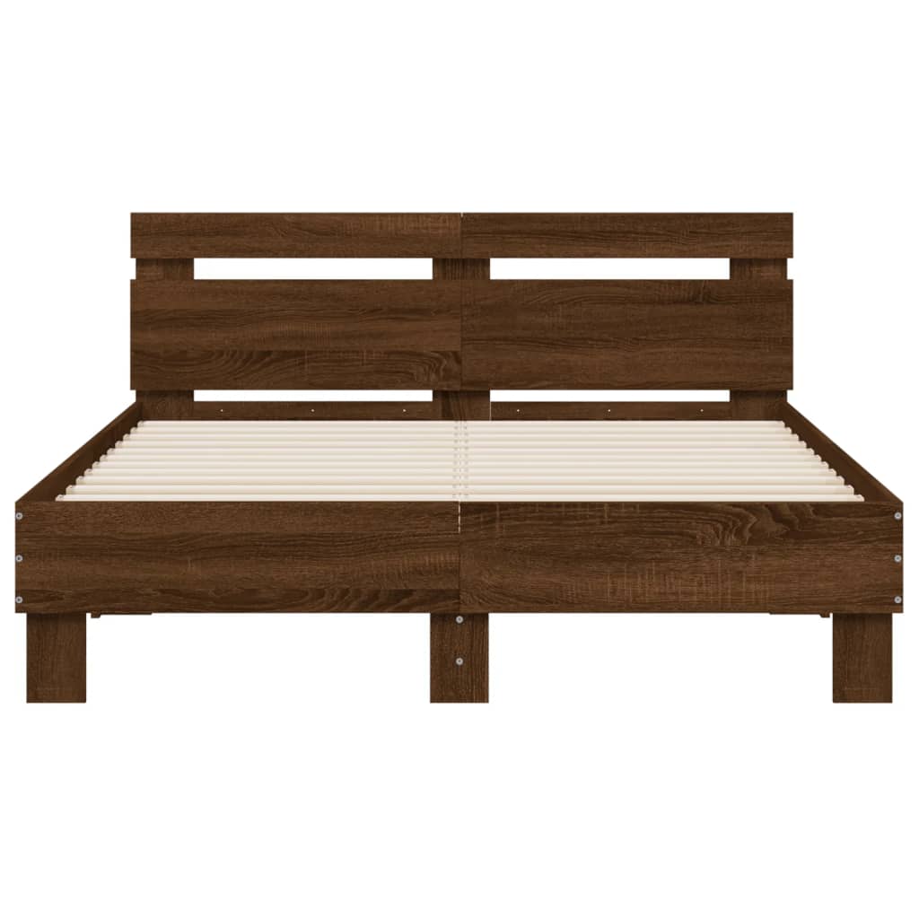 Bed Frame | Brown oak | Engineered wood, Plywood