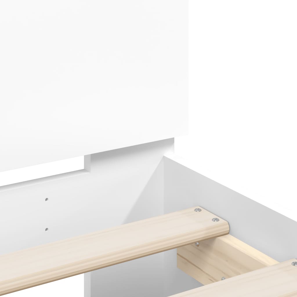 Bed Frame with LED without Mattress White 140x190 cm