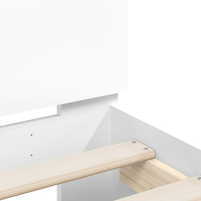 Bed Frame with LED without Mattress White 140x190 cm