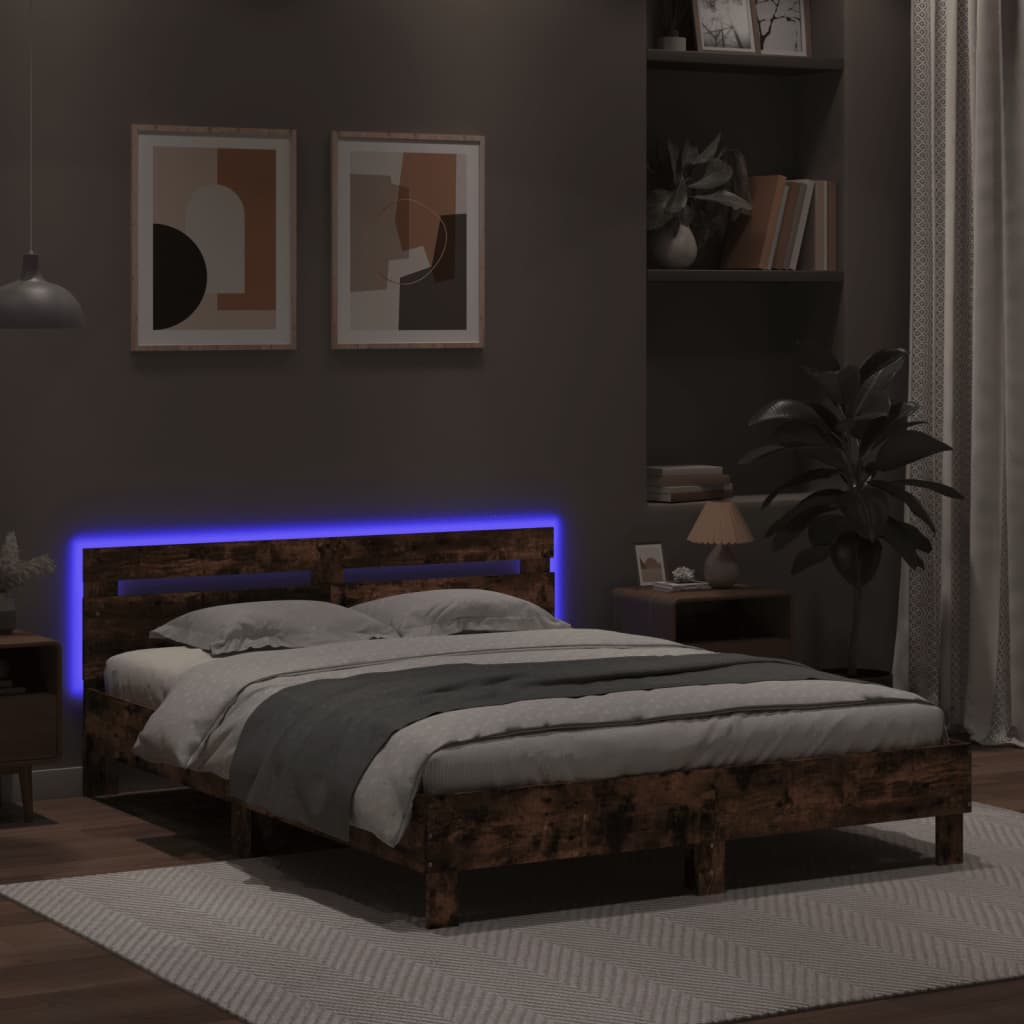 Bed Frame | Brown Oak | Engineered wood, Plywood | 140 x 190 cm