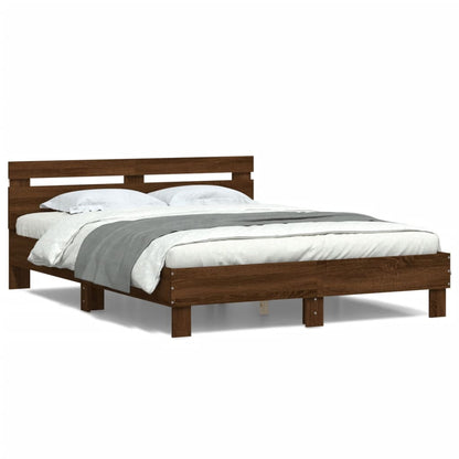 Bed Frame | Brown Oak | Engineered wood, Plywood | 140 x 190 cm