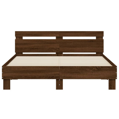 Bed Frame | Brown Oak | Engineered wood, Plywood | 140 x 190 cm