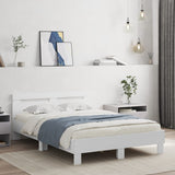 Bed Frame with Headboard and LED White 135x190 cm Double