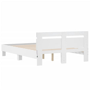 Bed Frame with Headboard and LED White 135x190 cm Double