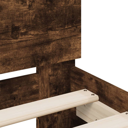 Bed Frame with LED without Mattress Smoked Oak 135x190 cm Double
