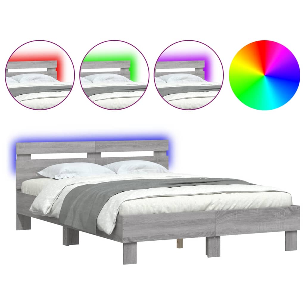 Bed Frame | Grey Sonoma | Engineered wood, Plywood | 135x190 cm Double