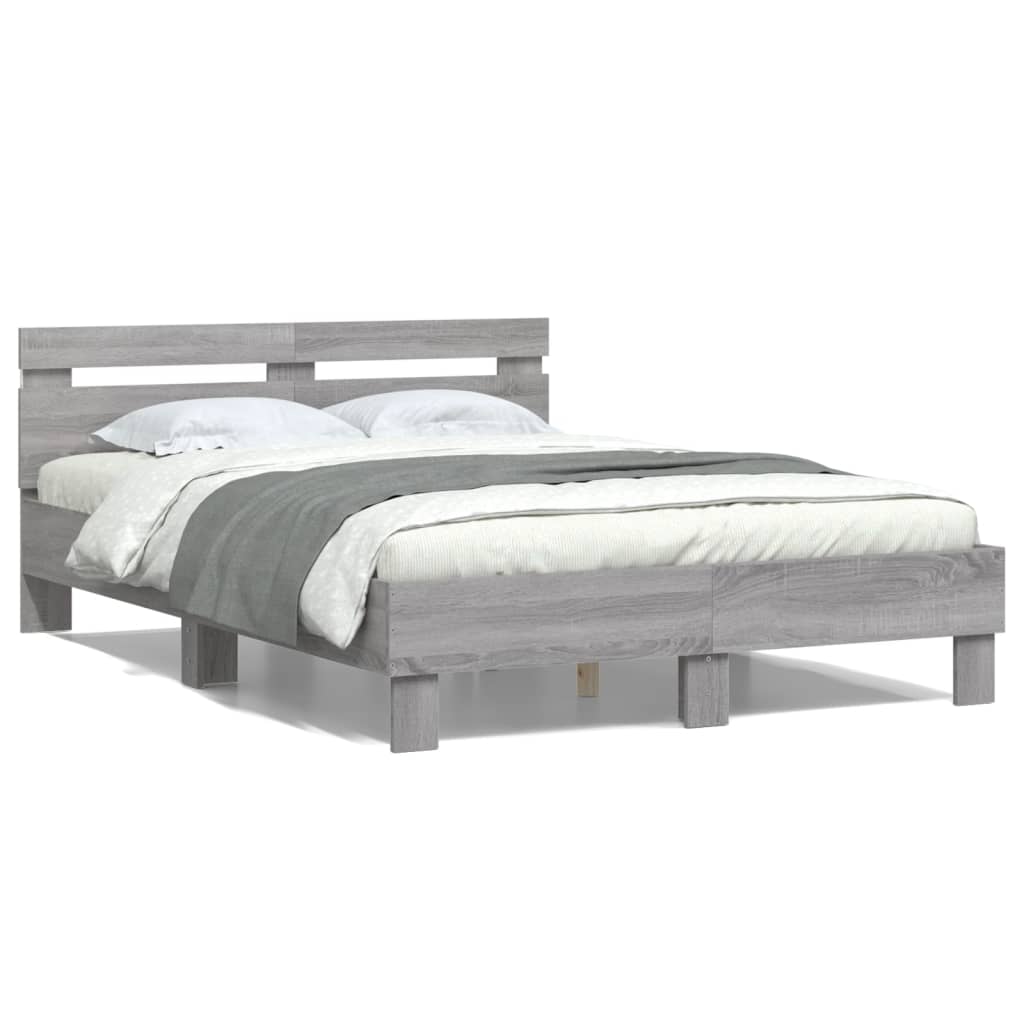 Bed Frame | Grey Sonoma | Engineered wood, Plywood | 135x190 cm Double