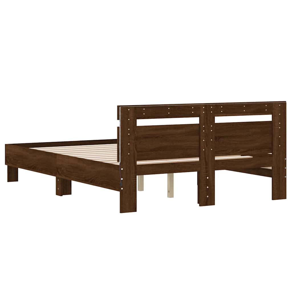 Bed Frame | Brown oak | Engineered wood, Plywood | Small Double