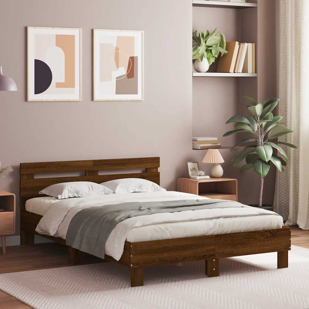 Bed Frame | Brown oak | Engineered wood, Plywood | Small Double