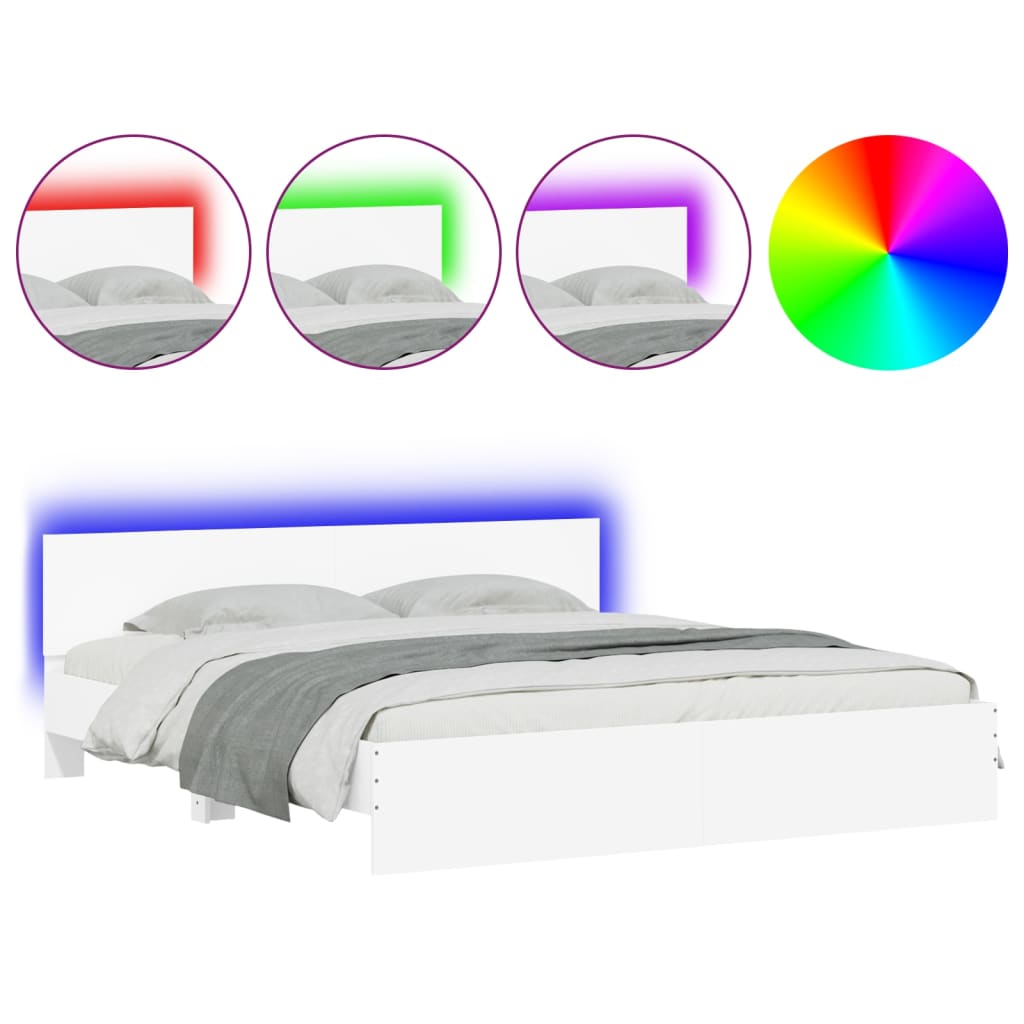 Bed Frame | White | Engineered wood, Plywood | 200 x 200 cm for mattress