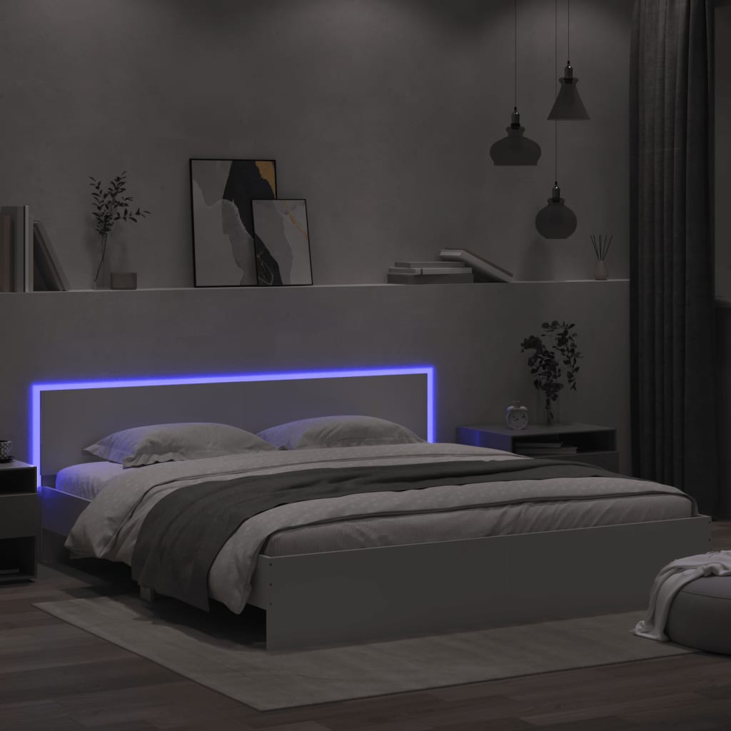 Bed Frame | White | Engineered wood, Plywood | 200 x 200 cm for mattress